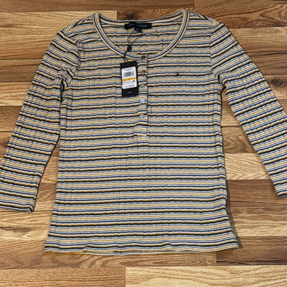 Tommy Hilfiger Tops - Tommy Hilfiger Multicolor Striped Henley Top